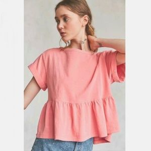 UO Kimchi Blue Pink Peplum Top